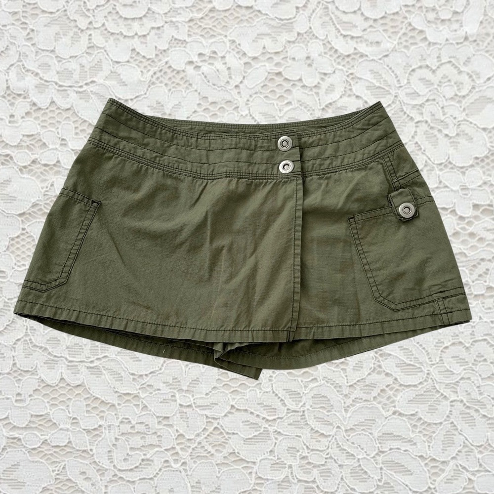 vintage y2k low rise green cargo mini skirt